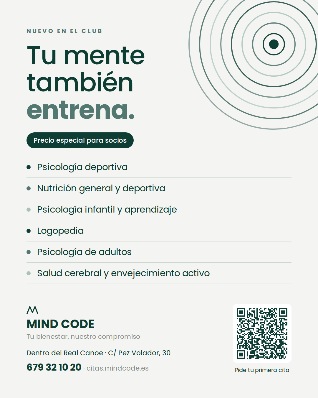 Flyer Mind Code en el Real Canoe.